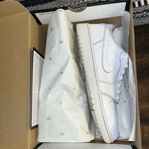 Jordan 1 Low- All White Golf Shoes 9.5